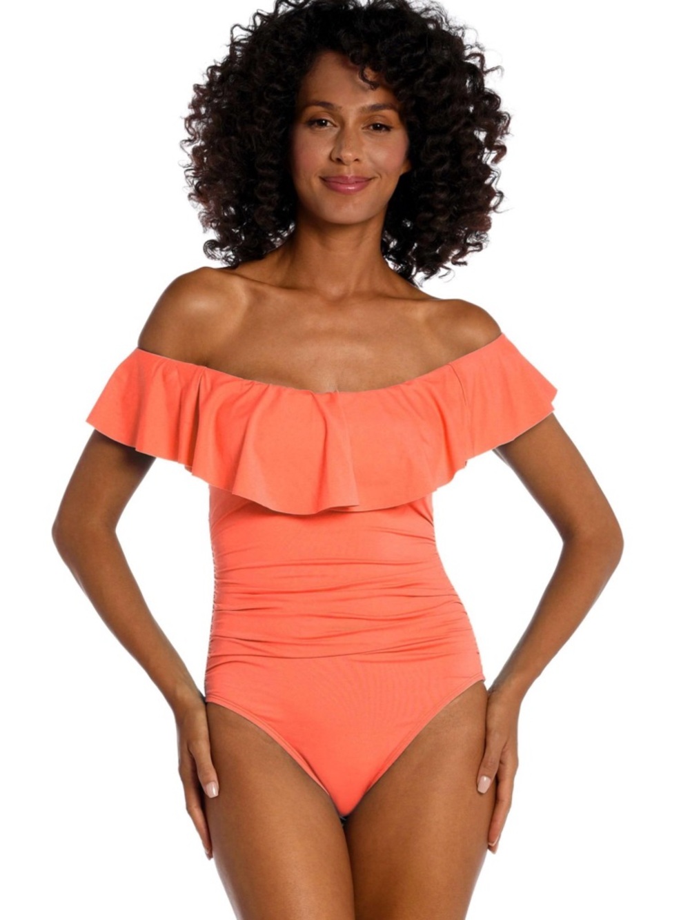 La Blanca Island Goddess Off-Shoulder Ruffle One-Piece Swimsuit